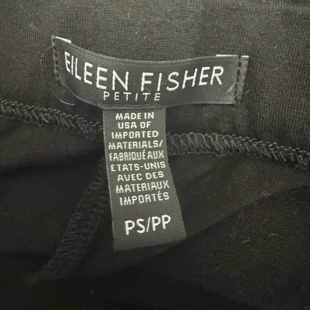 EILEEN FISHER Jersey Pleated Pocket Skort Petite PS Black Mini Drapey EUC A2
